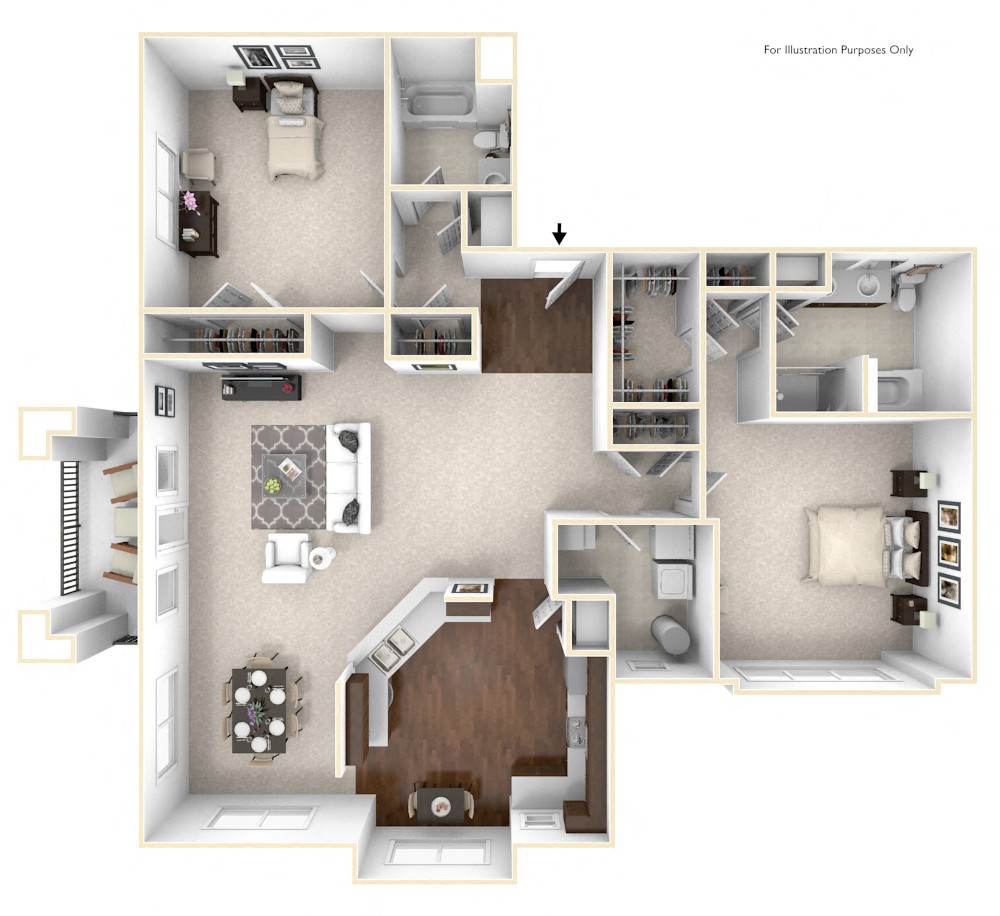 Floor plan for 2 beds, 2 baths, 1780 sqft